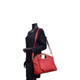 Soft Faux Leather Frame Handle Satchel