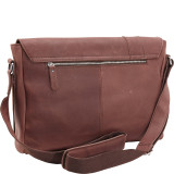 16" Leather Messenger Bag - Asymmetrical Design