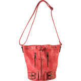 Front Zipper Buckle Decor Bucket Handbag Accented with Magnet and Drawstring Closure