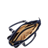 Side Zipper Décor Leather Satchel
