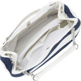 Wide Stripe Paper Straw Chain Shoulder Bag