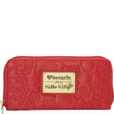 Hello Kitty Red Embossed Face Zip Around Wallet