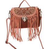 Embroidered Messenger with Heart Shaped Lock