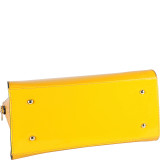 Women's Yellow Faux Leather Patent Tote Handbag