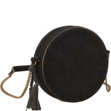 Perforated Round Crossbody with Tassel