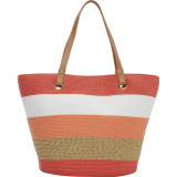 Paper Straw Lurex Stripe Tote