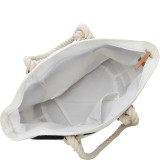 Wide Stripe Paper Straw Rope Tote