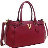 Patent Faux Leather V Shape Accent Satchel