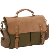 Casual Style Cowhide Leather Cotton Canvas Messenger Bag