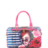 Lady in Red Print Boston Bag