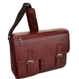 Cow Pebble Gain Leather Front 2 Buckle Mail Bag
