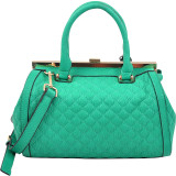 Quilted Barrel Satchel with Push-Up Closure