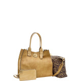 2-in-1 Patent Faux Leather Trimmed Satchel