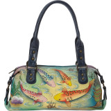 Hand Painted Top Zip Satchel