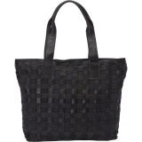 Leather Weave Tote with Black Canvas
