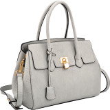 Kiss Lock Compartment Padlock Satchel with Shoulder Strap
