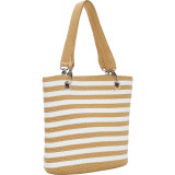 Paper Straw Stripe Grommet Tote