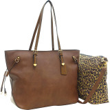 2-in-1 Patent Faux Leather Trim Tote