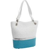 Paper Straw Metallic Stripe Colorblock Small Tote