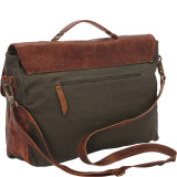 Laptop Messenger Bag and Brief Brown Leather/Green Canvas