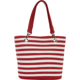 Paper Straw Stripe Grommet Tote