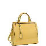 Patent Faux Leather Tote with Gold-Tone Accent