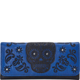 Laser Cut Skull Blue Wallet