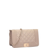 Quilted Crossbody Bag with Intertwined Leather Gold-Tone Chain Straps