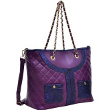 Quilted Tote Bag with Snake Embossed Trim