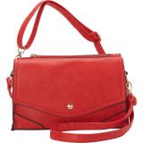 Fashion Double Flap Leather Convertible Shoulder Bag
