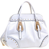 Large Studded Faux Leather Satchel