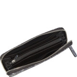 Two Tone Baroque Print Leather Zip Around Wallet