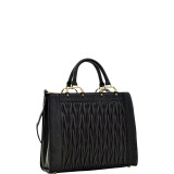 Textured Leather with Croco Metallic Trim Tote