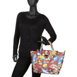 Winged Floral Print Satchel