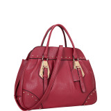 Large Studded Faux Leather Satchel