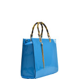 Wooden Handle Patent Leather Satchel