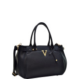 Patent Faux Leather V Shape Accent Satchel