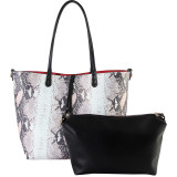 Faux Leather Animal Print Shoulder Handbag
