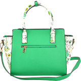 Floral Design Winged Saffiano Studded Satchel