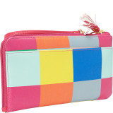 Color Block Squares Expandable Wallet with Removable Strap