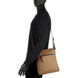 Canvas Tourist Slim Messenger Bag with Leather Accent