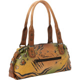 Hand Painted Top Zip Satchel