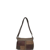 Mixed Media Leather Top Zip Crossbody