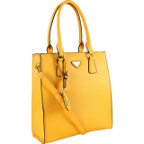 Saffiano Multi-colored Faux Leather Structured Shopper Tote Handbag