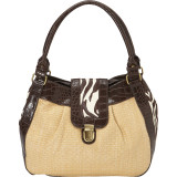 Shenzi Straw & Animal Print Shoulder Bag