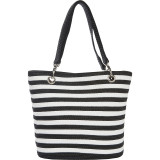 Paper Straw Stripe Grommet Tote