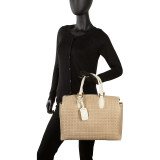 Large Woven Italian Leather Satchel Handbag