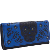 Laser Cut Skull Blue Wallet