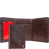 Angle Stitch Leather Slim Trifold Wallet