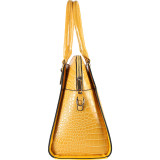Women's Yellow Faux Leather Patent Tote Handbag